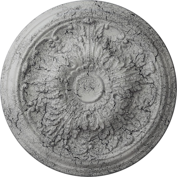 Ekena Millwork Damon Ceiling Medallion (Fits Canopies up to 3 3/8"), 20"OD x 1 1/2"P, Ultra Pure White Crackle CM20DAUWC - main